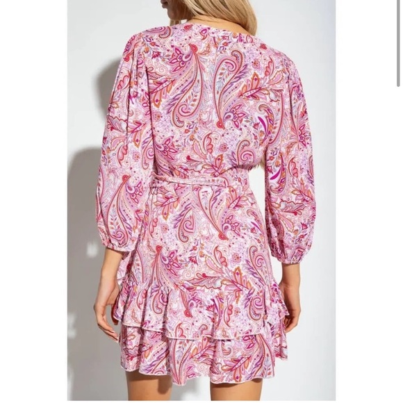 Melissa Odabash Pink Paisley Floral Motif Print Viscose Tabitha WrapDress NWOT L - Picture 4 of 16